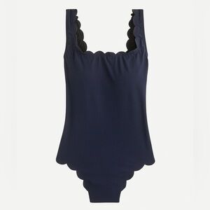 J. Crew Scallop piqué scoopback one-piece size 6
